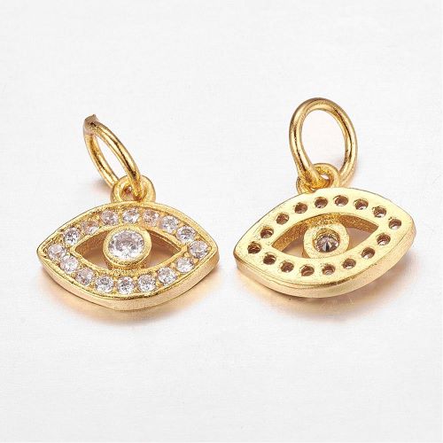 Micro Pave Evil Eye Charm Cubic Zirconia Golden 1pcs 