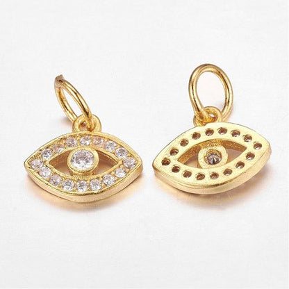 Micro Pave Evil Eye Charm Cubic Zirconia Golden 1pcs 