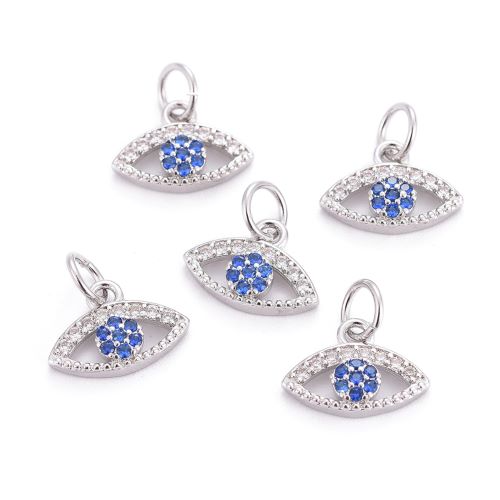 Micro Pave Evil Eye Charm Platinum Cubic Zirconia 1pcs 