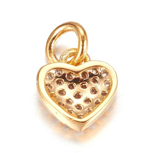 Micro Pave Heart Charm Cubic Zirconia Golden 1pc | Alberta Bead Store