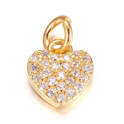 Micro Pave Heart Charm Cubic Zirconia Golden 1pc | Alberta Bead Store