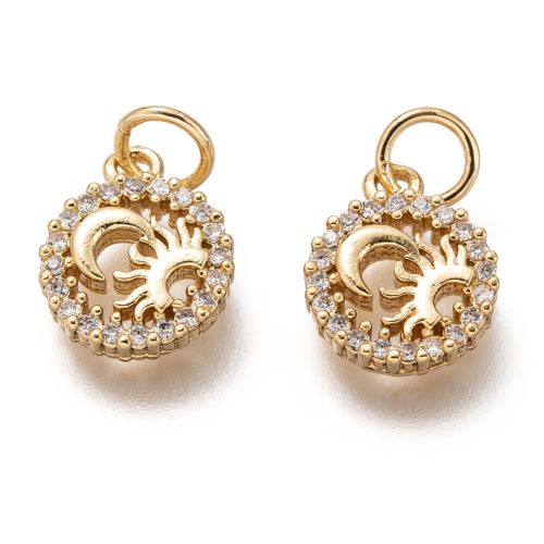 Micro Pave Charm Sun & Moon Golden 1pc 