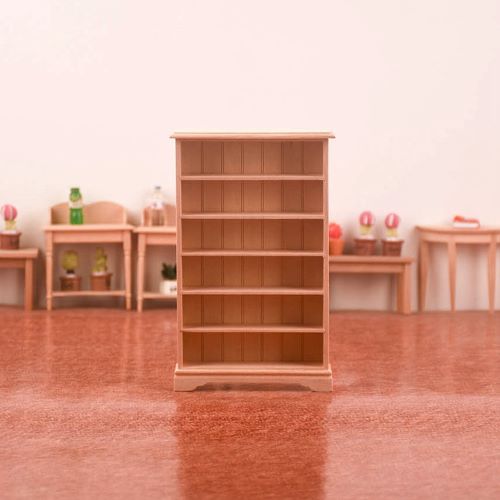 Miniature Wooden 6 Tier Book Shelf Beige 1pc 