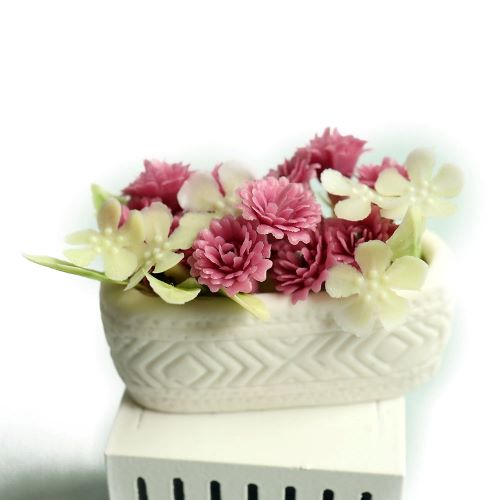 Miniature Artificial Pink Flowers in Planter 1pc | Alberta Bead Store