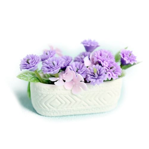 Miniature Artificial Purple Flowers in Planter 1pc | Alberta Bead Store