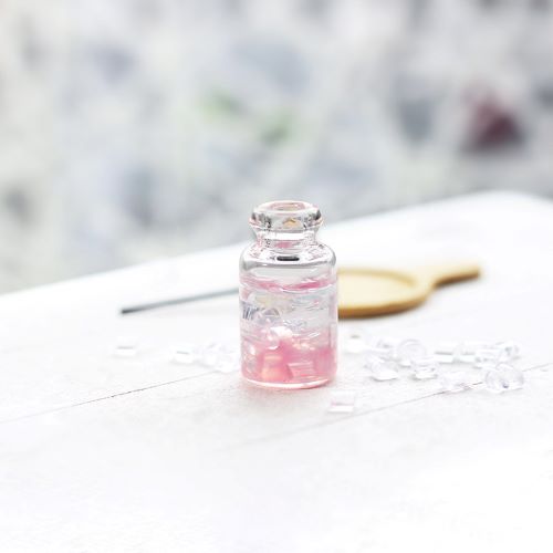 Miniature Glass Jar with Pink 1pc 