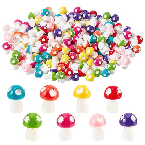 Miniature Resin Colorful Mushrooms 8pcs 