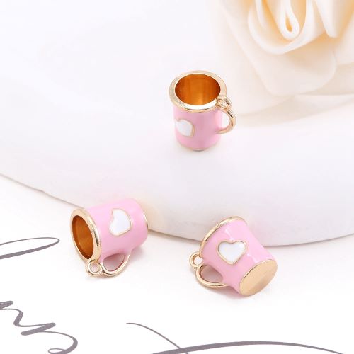 Miniature Alloy Enamel Cup with Heart 2pc 