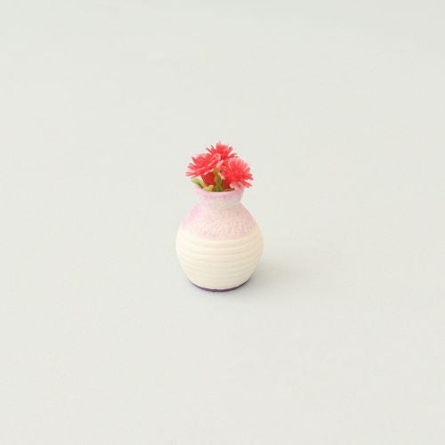 Miniature Coral Color Flowers in Vase 1pc 