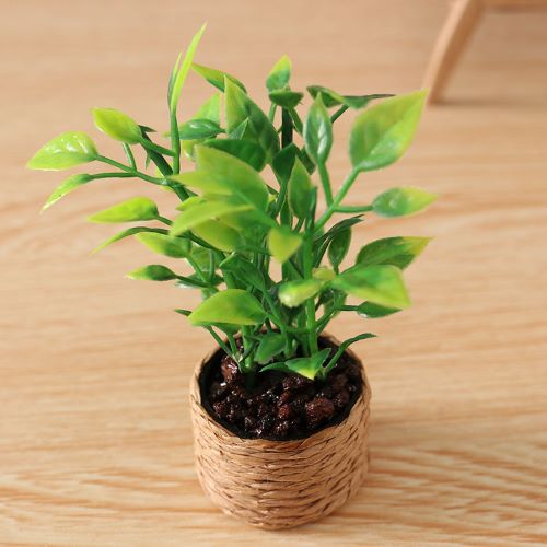 Miniature Artificial Plant in Wicker Basket 1pc | Alberta Bead Store