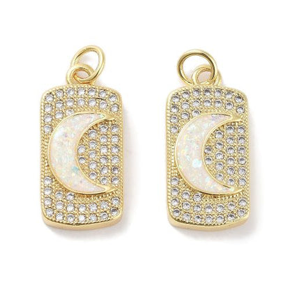 Micro Pave Charm Pendant 18K Plated Moon 1pc 