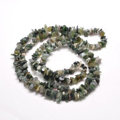 Moss Agate Gemstone Chip Beads 