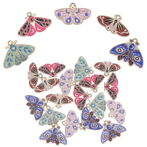 Enamel Charm Moth Golden 4pc Mixed 