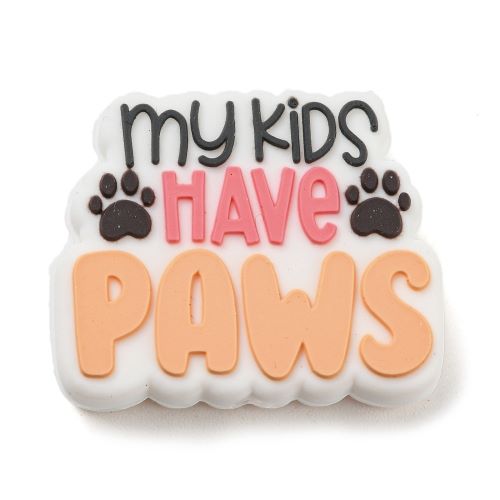 Silicone Bead "My Kids Have Paws" 