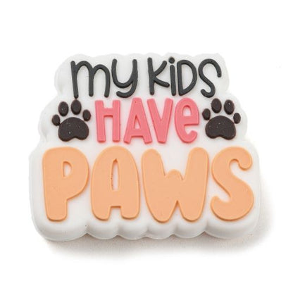 Silicone Bead "My Kids Have Paws" 