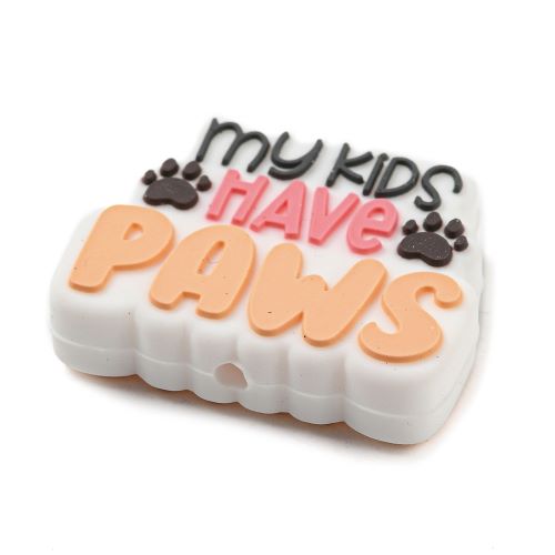 Silicone Bead "My Kids Have Paws" 