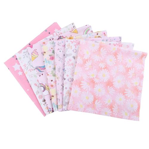 Printed Cotton Fabric Square Pink 10x10 7pcs/set | Alberta Bead Store