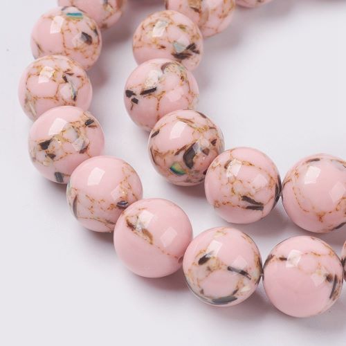 Pink Abalone Shell Assembled Turquoise Gemstone Bead 