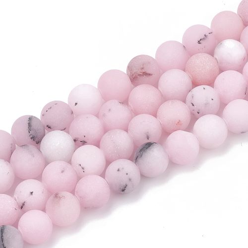 Pink Plum Blossom Jasper Frosted Gemstone Bead 