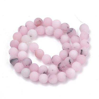 Pink Plum Blossom Jasper Frosted Gemstone Bead 