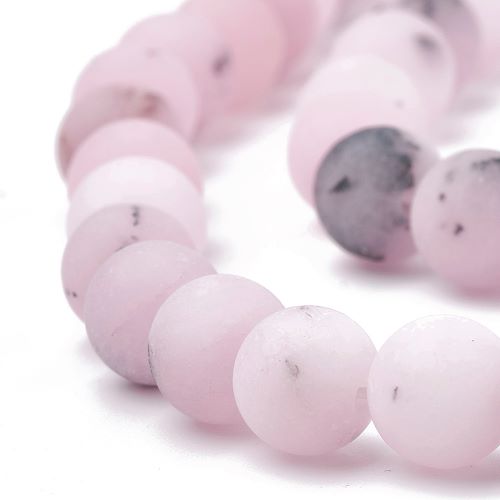 Pink Plum Blossom Jasper Frosted Gemstone Bead 