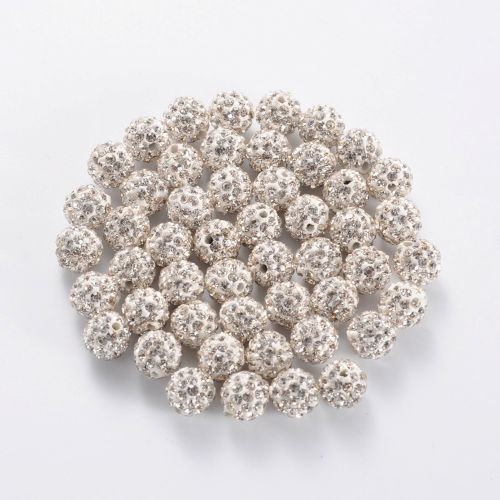 Pave Ball Silver 8mm 5pc | Alberta Bead Store