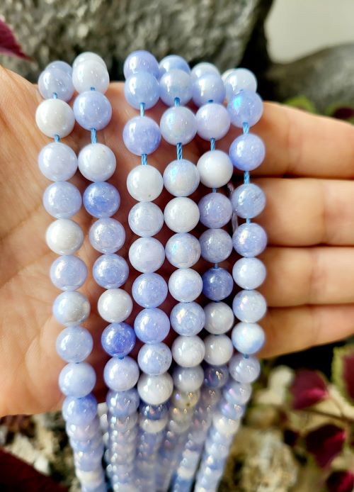 Angelite Electroplated Gemstone Bead - Crystals and Sun Signs
