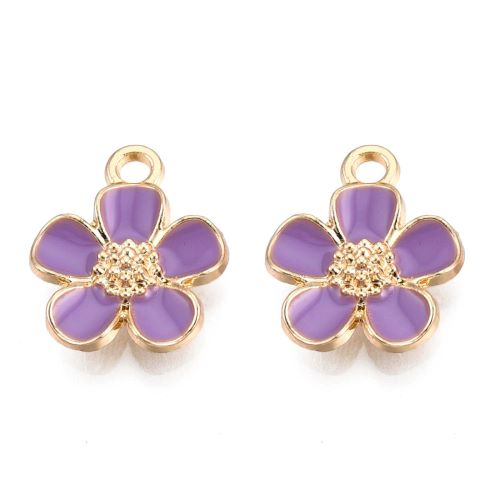 Enamel Purple Daisy Charm with Light Gold 10pcs | Alberta Bead Store