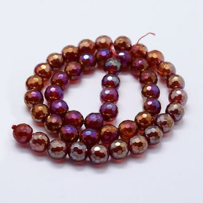 Red Electroplated Faceted Agate Gemstone Bead - Crystals and Sun Signs