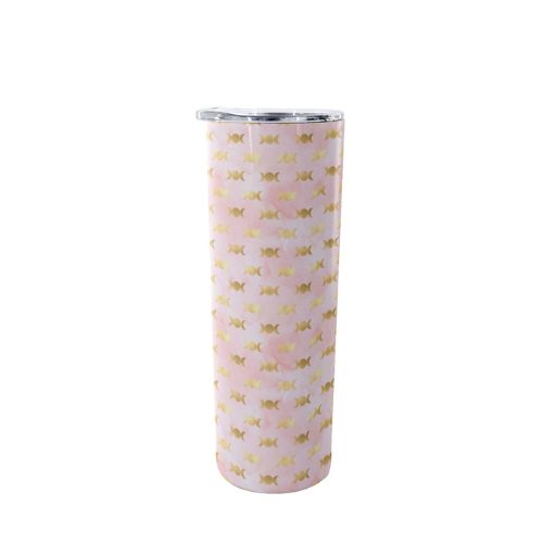 Pink Triplemoon 20oz Skinny Tumbler - Crystals and Sun Signs