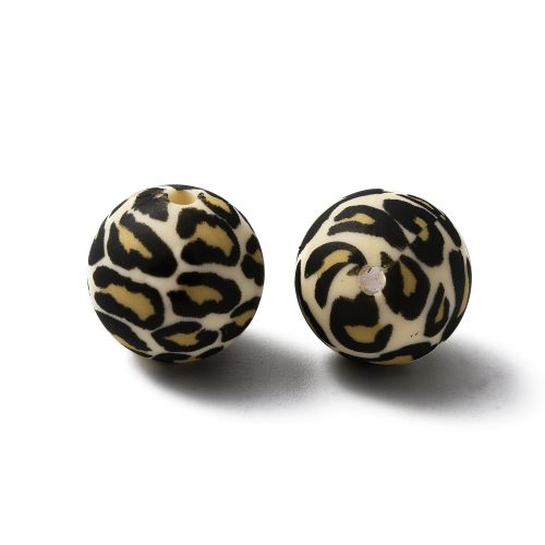 Silicone Bead Leopard Print 15MM 