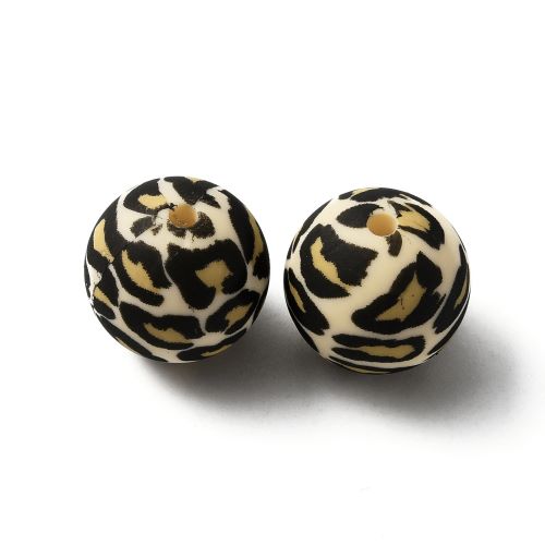 Silicone Bead Leopard Print 15MM 