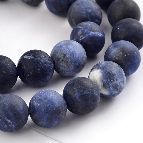 Sodalite Frosted Gemstone Bead - Crystals and Sun Signs