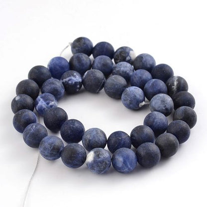 Sodalite Frosted Gemstone Bead - Crystals and Sun Signs