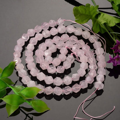 Rose Quartz Star Cut Gemstone Bead 