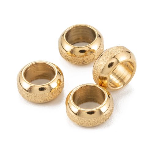 Tarnish Resistant Textured 201SS Rondelle Golden 5pcs | Alberta Bead Store