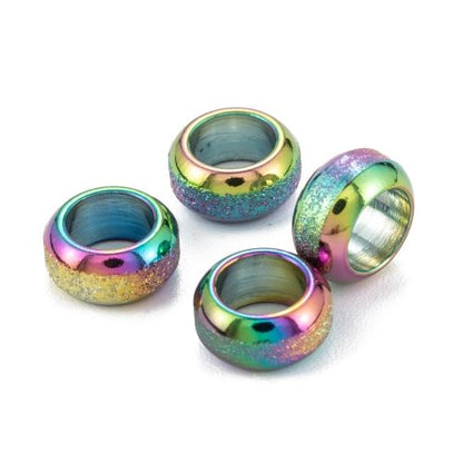 Tarnish Resistant Textured 201SS Rondelle Ion Plated 5pcs | Alberta Bead Store