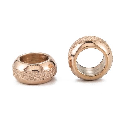 Tarnish Resistant Textured 201SS Rondelle Rose Gold 5pcs 