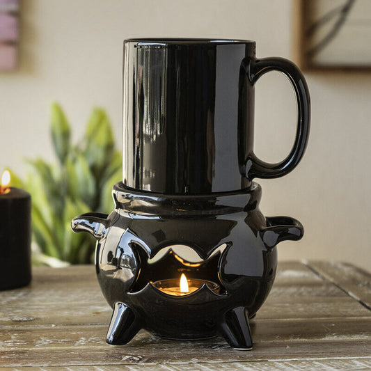 Triple Moon Cauldron Tea Light Mug Warmer W/Mug | Something Different