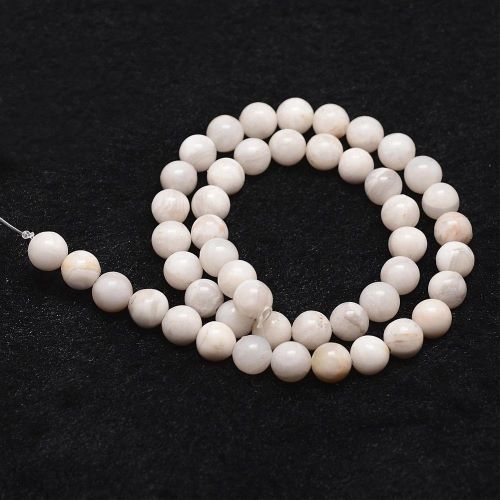 White Crazy Lace Agate Gemstone Bead - Crystals and Sun Signs