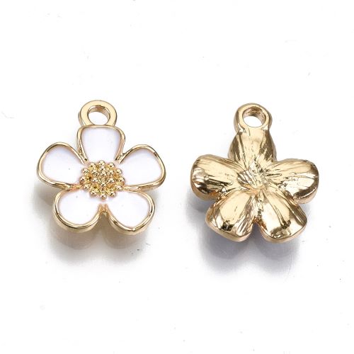 Enamel White Daisy Charm with Light Gold 10pcs | Alberta Bead Store