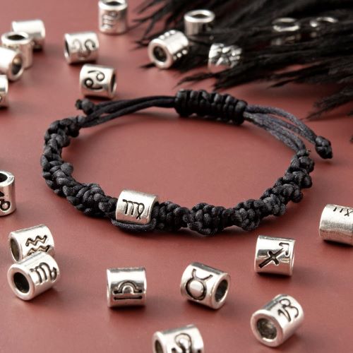 Zodiac Large Hole Column Bead 12pc Set - Crystals and Sun Signs