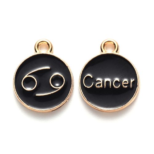 Enamel Charm Zodiac Black Light Gold 1 Set 