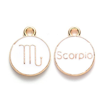 Enamel Charm Zodiac White Light Gold 1 Set | Alberta Bead Store