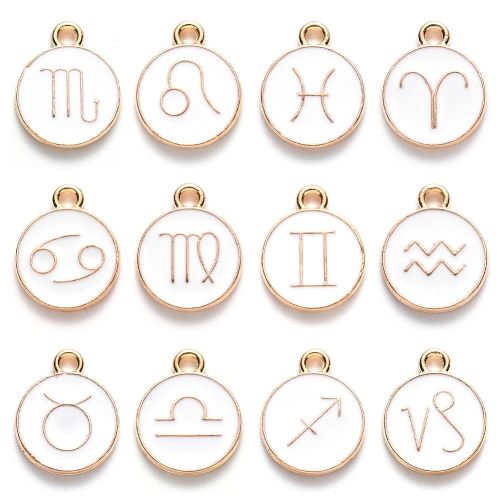 Enamel Charm Zodiac White Light Gold 1 Set | Alberta Bead Store